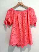 Eyelet Bow Sleeve Top-9