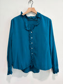 Ruffle Trim Button Down Top-2