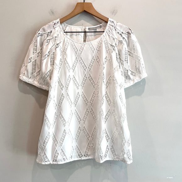 Diamond Eyelet Overlay Top