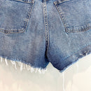 Button Fly Distressed Jean Shorts-8