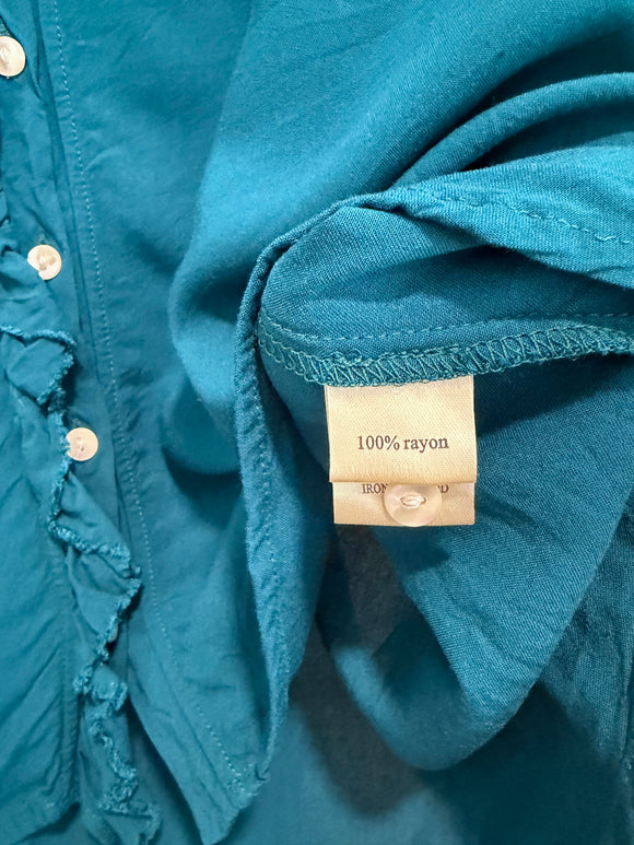 Ruffle Trim Button Down Top