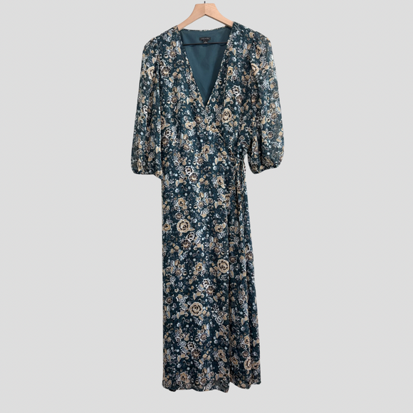 Floral Wrap Midi Dress