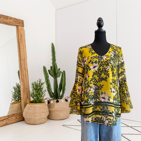 Floral Bell Sleeve Top