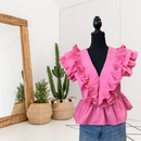 Ruffle Pleated Peplum Top-1