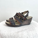 Leather Strappy Wedge Sandals-1