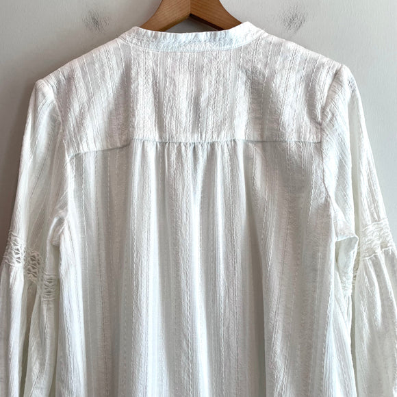 Long Sleeve Eyelet 1/4 Button Tunic Top