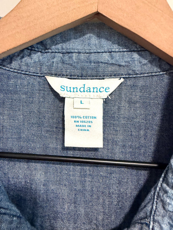 1/2 Button Utility Chambray Top