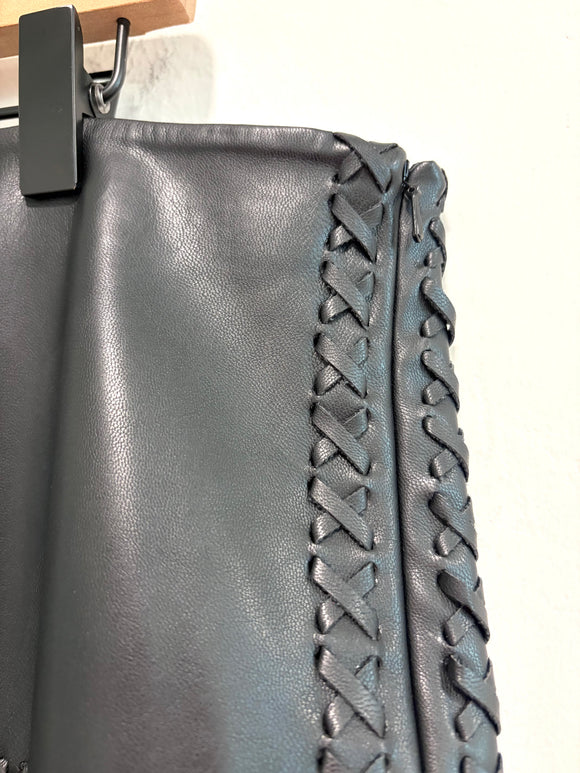 Fringe Faux Leather Skirt