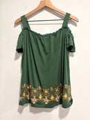 Embroidered Cold Shoulder Top-7