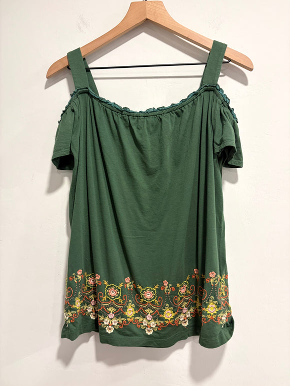 Embroidered Cold Shoulder Top