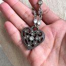 Scroll Heart Silver Pendant Necklace-8
