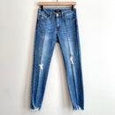 Distressed Raw Hem Skinny Jeans-1