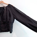 Satin Slit Sleeve V-Neck Top-5