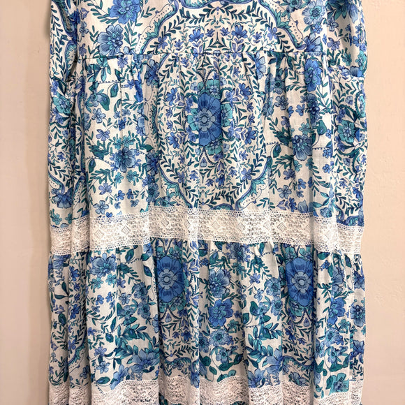 Floral Tiered Linen Midi Dress
