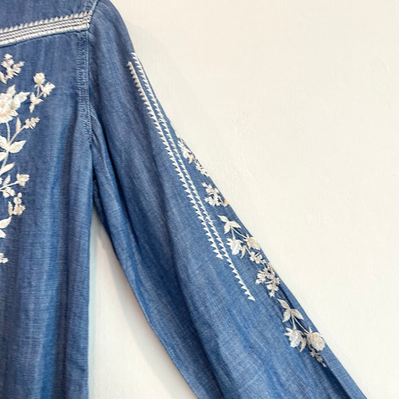 Floral Embroidered Button Down Shirt
