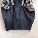 Ruffle Embroidered V-Neck Top-11