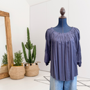 Pleated Balloon Sleeve Top-1
