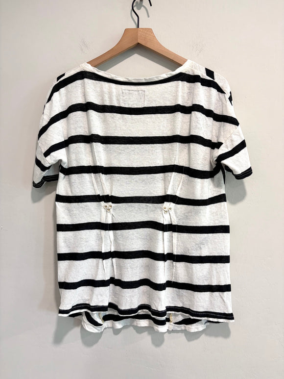 Striped Button Back Top
