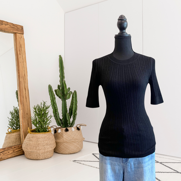 Pointelle Short Sleeve Sweater