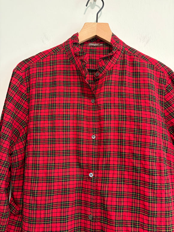 Plaid Ruffle Button Down Shirt