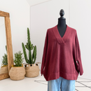 V-Neck Dolman Sleeve Oversized Sweater-1