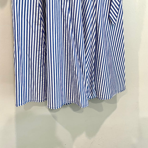 Striped Tiered Bell Sleeve Wrap Dress