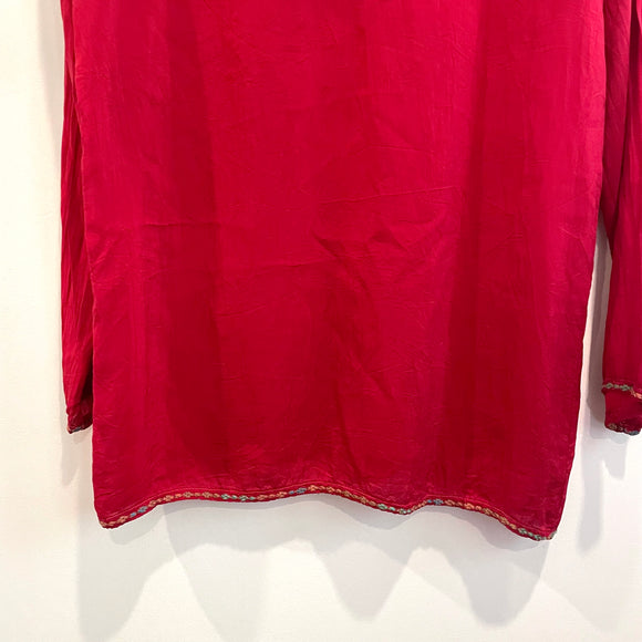 Floral 1/4 Button Embroidered Top