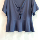 Lace Up Back Peplum Top-8