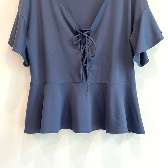 Lace Up Back Peplum Top