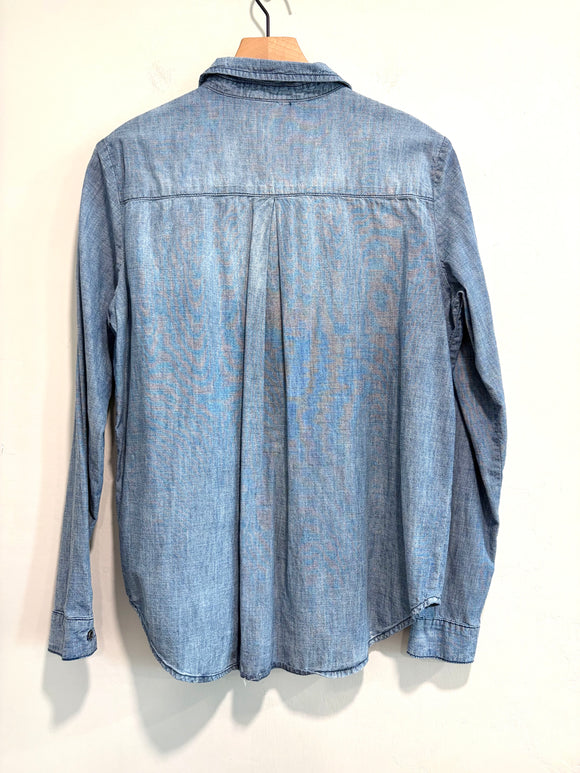 1/2 Button Utility Chambray Top
