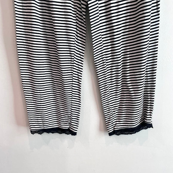 Striped Lace Trim Pajama Pants
