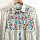 Floral Peacock Embroidered Tunic Top-3