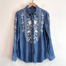 Floral Embroidered Button Down Shirt-2