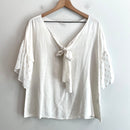 Bow Front Semi-Sheer Fleck Sleeve Top-2