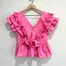 Ruffle Pleated Peplum Top-2