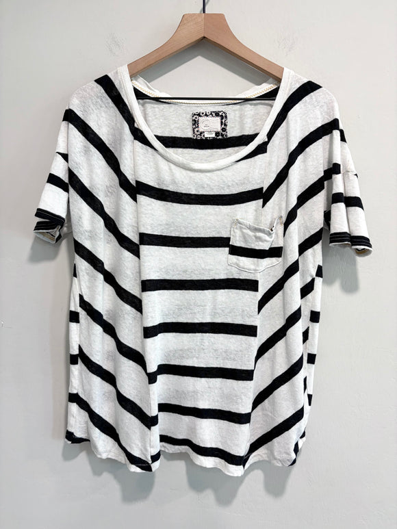 Striped Button Back Top