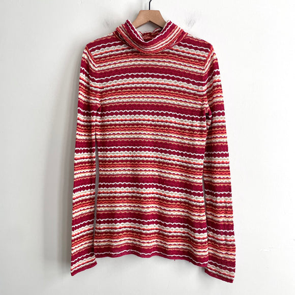 Striped Turtleneck Knit Sweater