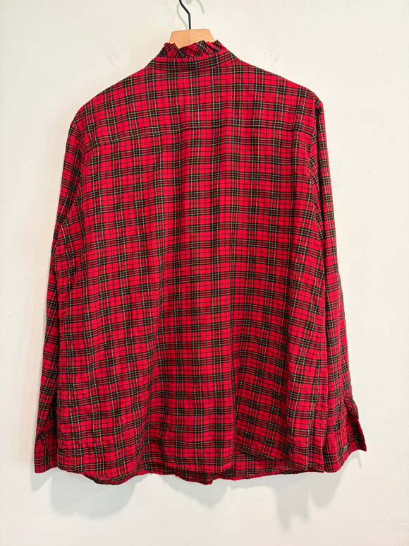 Plaid Ruffle Button Down Shirt