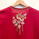 Floral 1/4 Button Embroidered Top-10