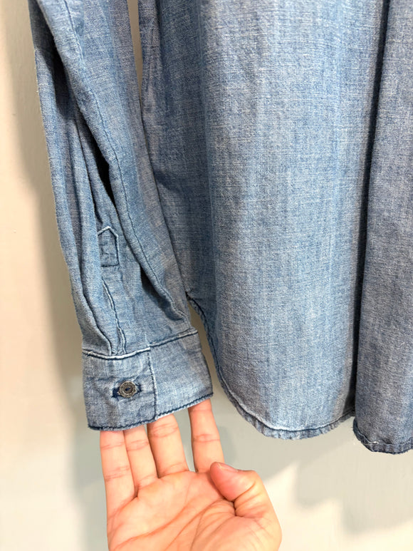 1/2 Button Utility Chambray Top