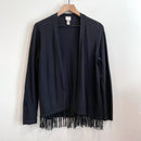 Fringe Hem Open Front Cardigan-2