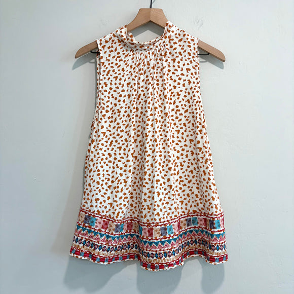 Embroidered Trim Sleeveless Top