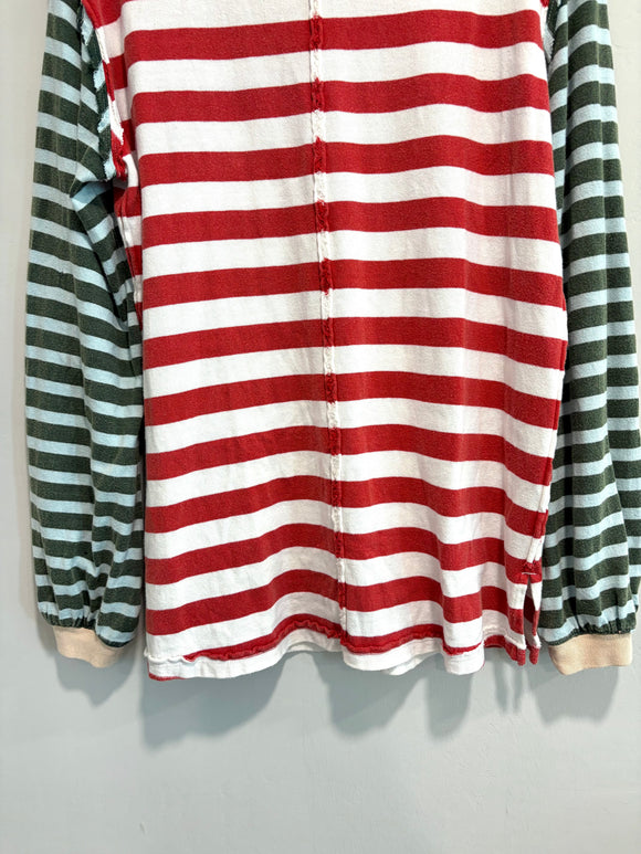 Striped Balloon Sleeve Tee
