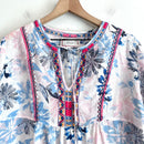 Floral Embroidered Trim Shift Dress-3