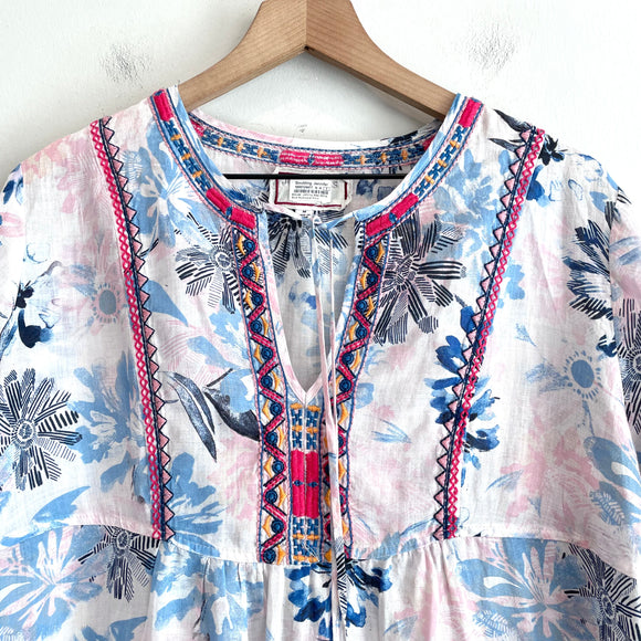 Floral Embroidered Trim Shift Dress
