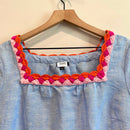 Crochet Trim Linen Blend Top-3