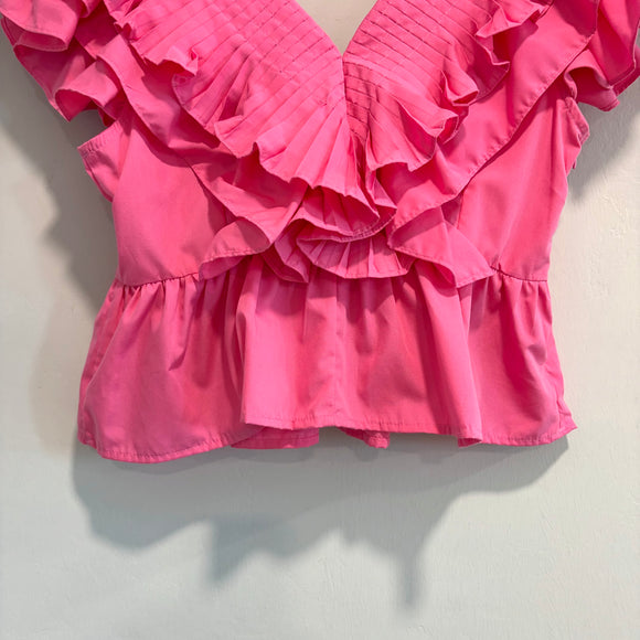 Ruffle Pleated Peplum Top