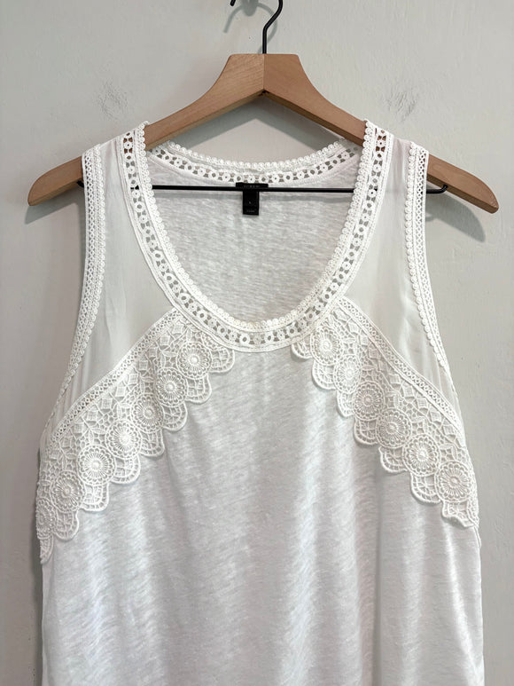 Linen Lace Trim Tank Top