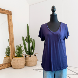 V-Neck Cuff Short Sleeve Tee