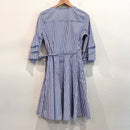 Striped Tiered Bell Sleeve Wrap Dress-9